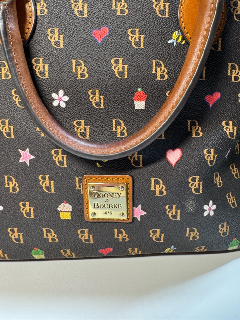 Dooney & Bourke Gretta Novelty Print Satchel with Pink Hearts & Cupcakes - Picture 9 of 13